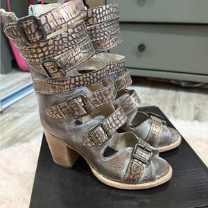 Freebird by Steven Croc-Embossed Blush Bond Heels